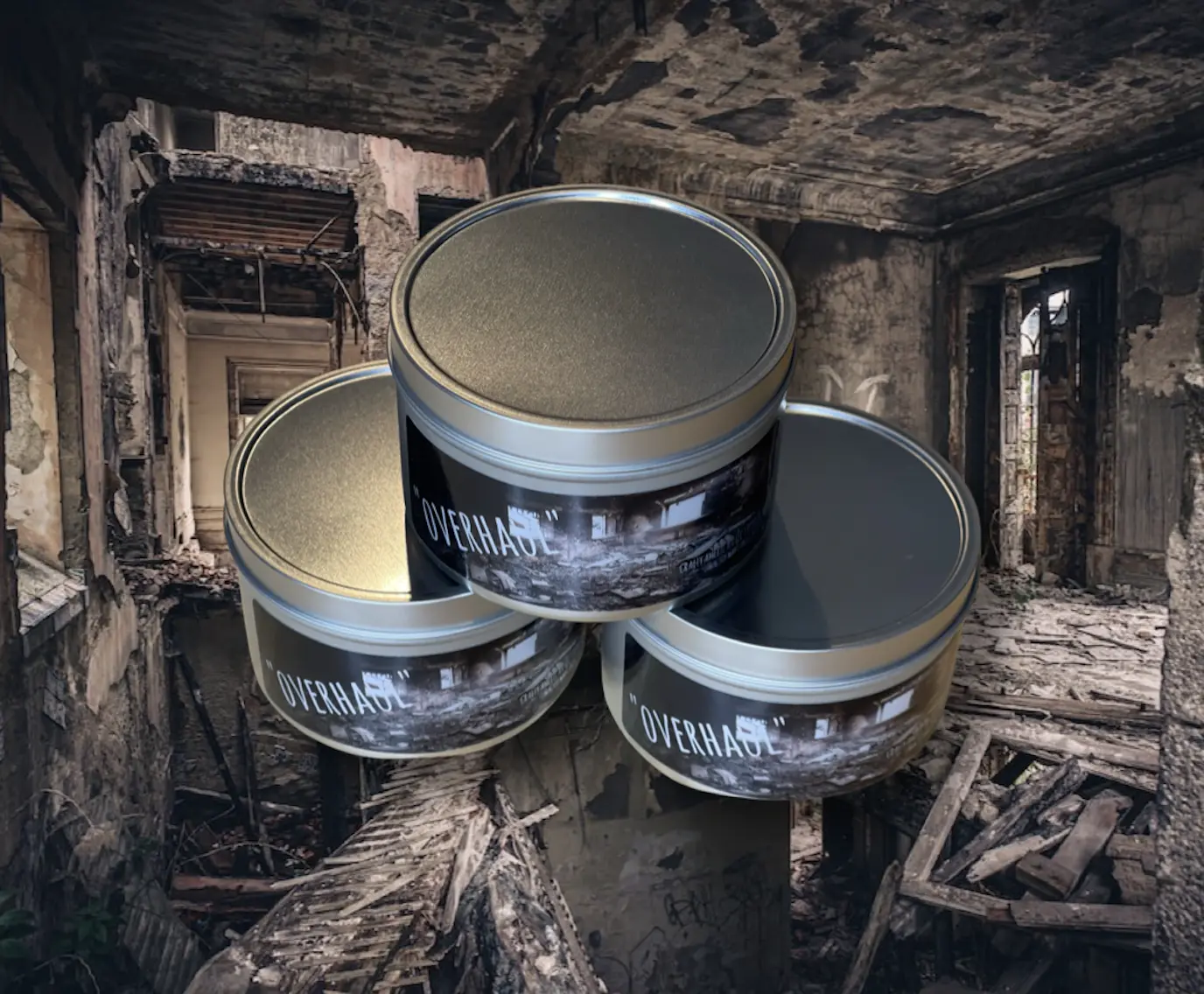 Overhaul scented Novelty candle. Great candle for a firefighter in your life. The candle comes in a 8 oz tin and is 100% based wax. The candle is handmade in small batches from a small company called Crafty American. This is a 100% USA made product
