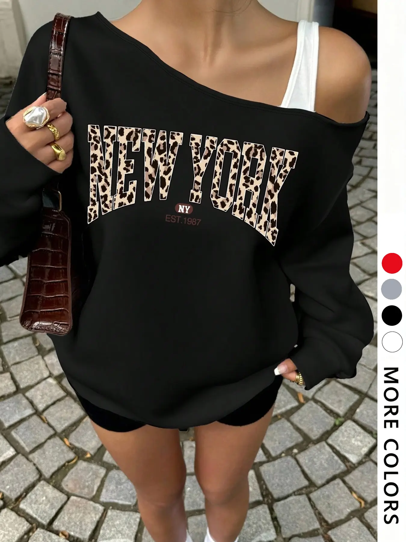 Women's Asymmetrical Shoulder Fitted Hoodie Sweatshirts, Leopard Print Letter Pattern, Comfortable Skin-Friendly, Casual Daily Wear, Outdoor Sports, School Style