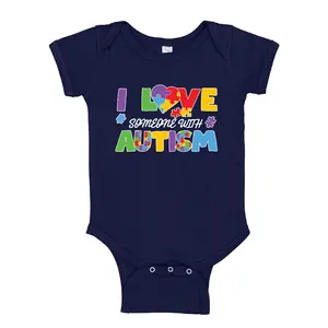I Love Someone with Autism Baby One Piece Bodysuit or Toddler T-Shirt Clothes for Autism Awareness Day/Month