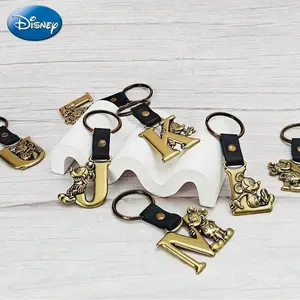 Disney Mickey Mouse Bronze Color Metal Letter Keychain, Vintage Style Collectible Keyring, Fashion Accessory & Bag Decoration