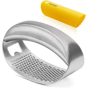 Garlic Press Rocker & Silicone Peeler, Stainless Steel Garlic Mincer Crusher Squeezer Kitchen Tool