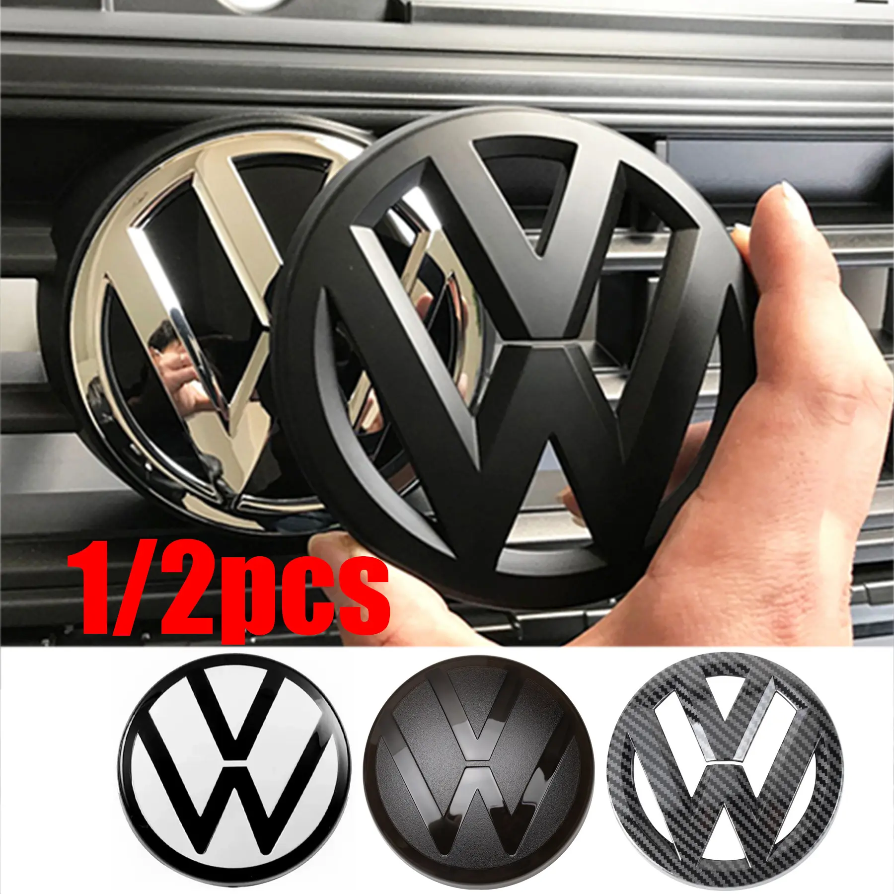 1/2pcs Car Front Radiateor Emblem Rear Trunk Badge Sticker Accessories Car Decorations For Volkswagen VW Golf 7 MK7 2014 2015 2016 2017 Car Decals