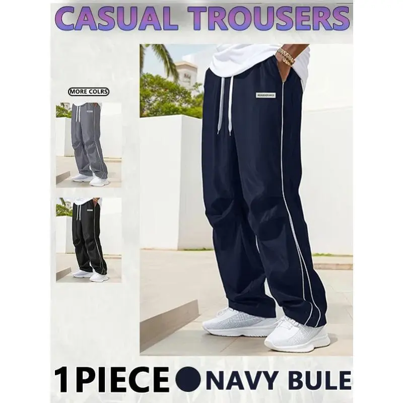 Men‘s Loose Sports Pants Men Trousers Grey Side Stripeswith Gold Accent Stripe Comfortable DesignAthleisure Style Bottoms Athletic Bottoms Gymwear streetwear fall outfits outfits men gym athletic clothes