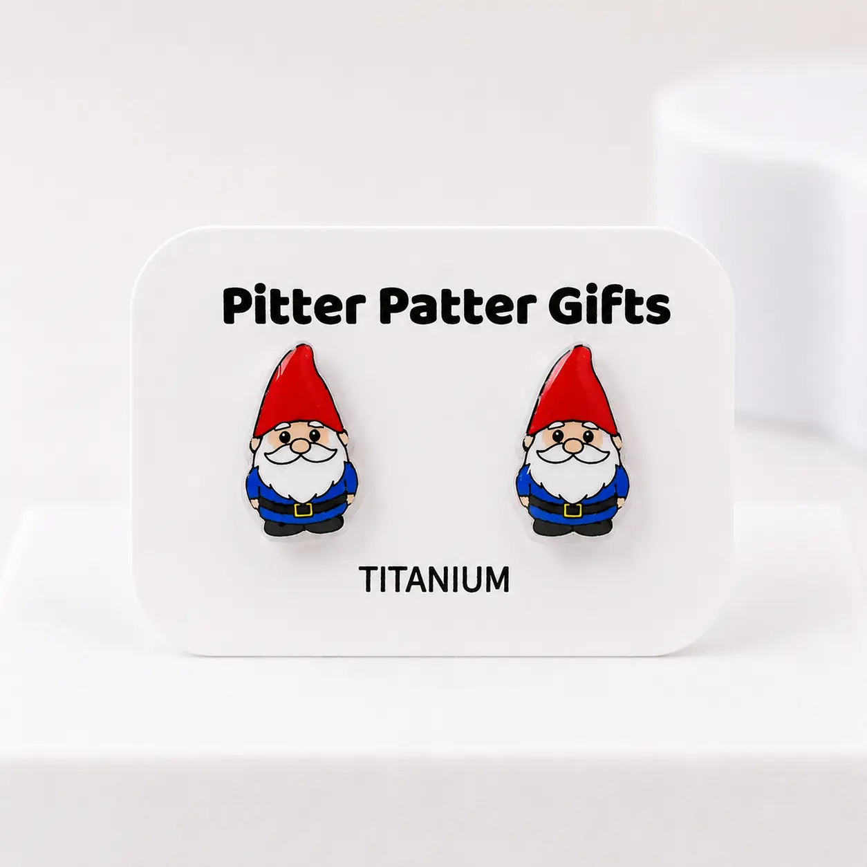 Garden Gnome Earrings, Hypoallergenic Titanium Posts