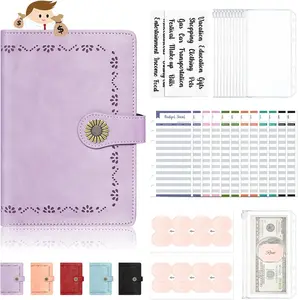 Budget Binder with Zipper Cash Envelopes & Expense Sheets for Budgeting and Saving Money, Money Organizer for Cash with Category Labels, Savings Binder Cash Wallet Envelope, Purple