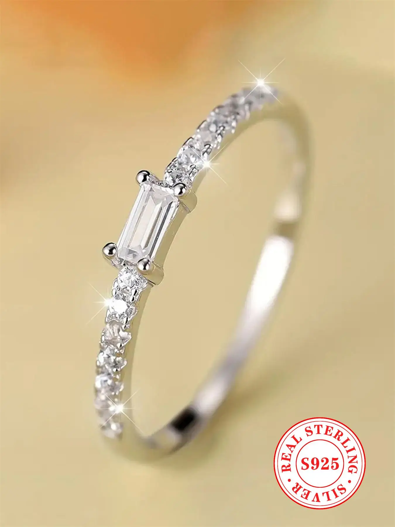 925 Sterling Silver Fashion Rhinestones Decor Ring, Luxury Jewelry for Women, Trendy All-match & Exquisite Jewelry for Birthday Gift