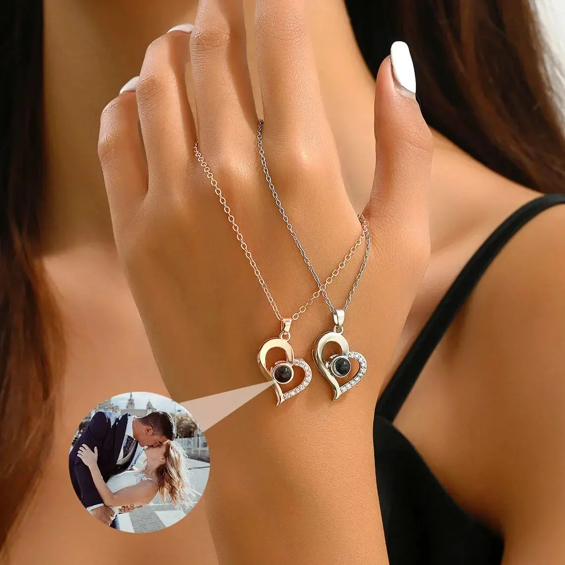 Personalized Custom Photo Projection heart Necklace Pendant
