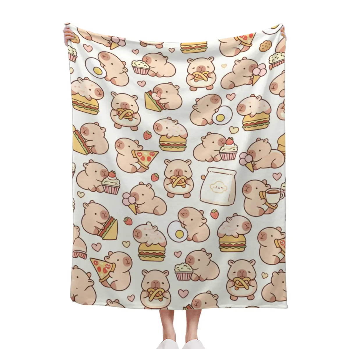 Assorted Cookies Biscuits Repeat Print Throw Blanket, Dessert Food Lover Decorative Throw Blanket