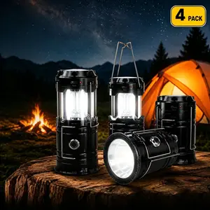 【travelhacks】4 Pack Collapsible LED Lanterns – Lightweight Waterproof Solar & USB Rechargeable Emergency Lanterns for Memorial Day Sale, Father’s Day Gift, Power Outages, Outdoor Camping, Hurricane Preparedness & Survival Gear