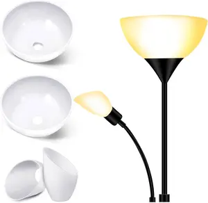 Replacement Lamp Shade 4 Pcs White Replacement Plastic Lampshade 2 Pack 1.65" Fitter 10" Diameter Bowl Shape 2 Pack 1.97" Bottom Size Horseshoe Shape for LED Torchiere Floor Lamps Upright