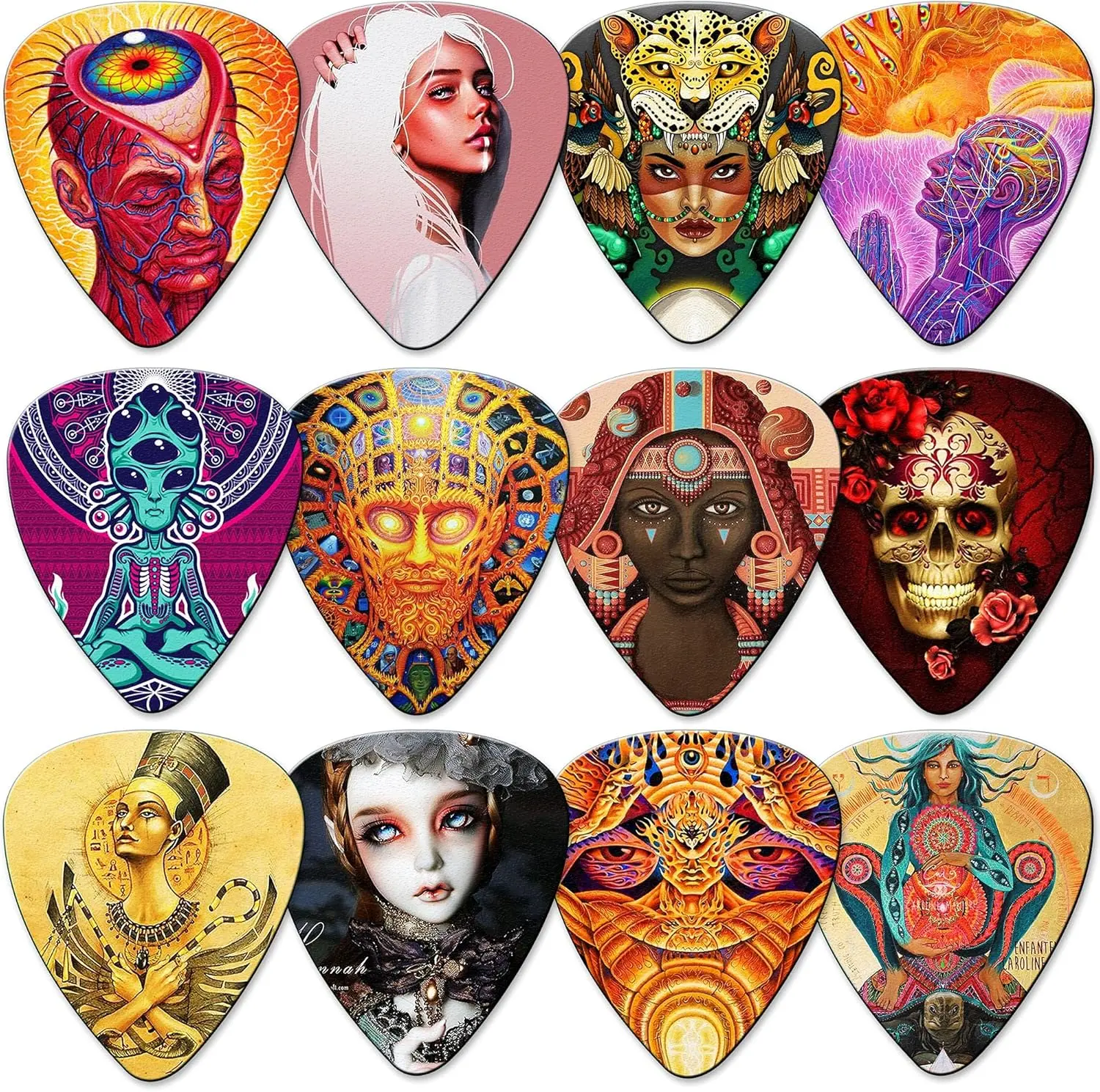 Medium Guitar Picks 24 Pack Guitar Pics with Tin Box,Acoustic Guitar Pick 0.71mm Thickness, Medium Guitar Picks Variety Pack for Acoustic Guitar and Guitar Lovers  (Mix-5)