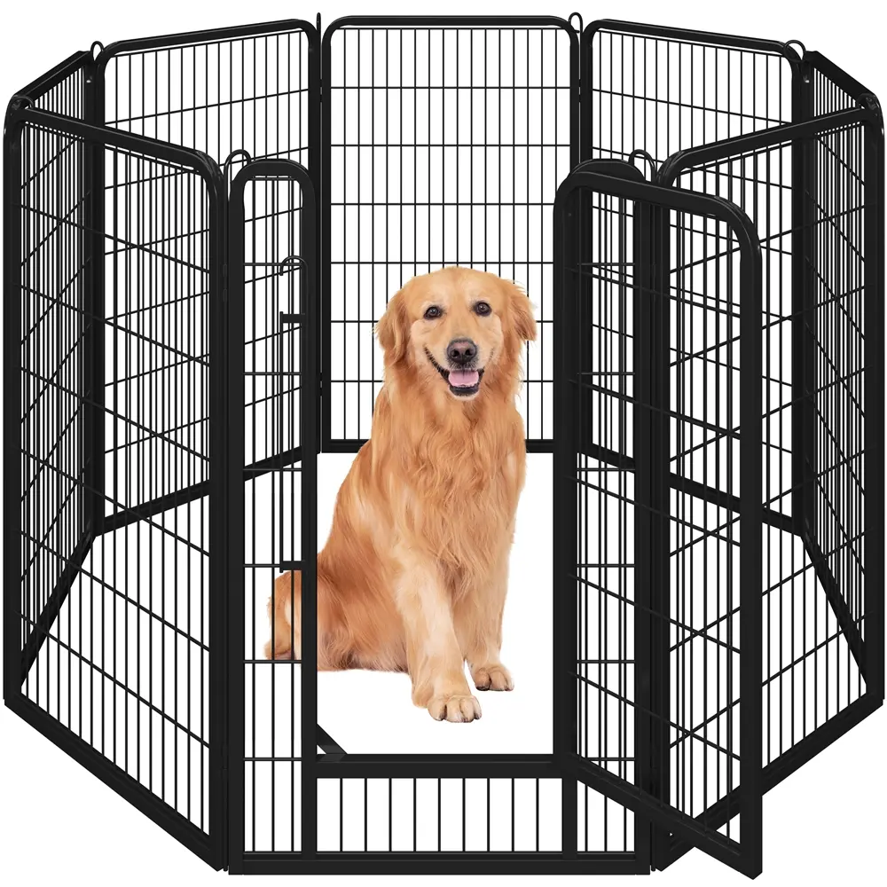 Yaheetech Metal Dog Playpen - 8-Panel Enclosure with Door, Portable Indoor Outdoor Pet Barrier, Exercise Pen for Puppies (24/32/40/47 in)