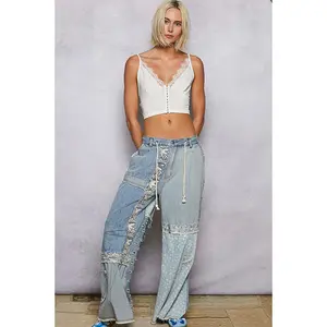 WYP38C POL Patchwork Denim Jeans