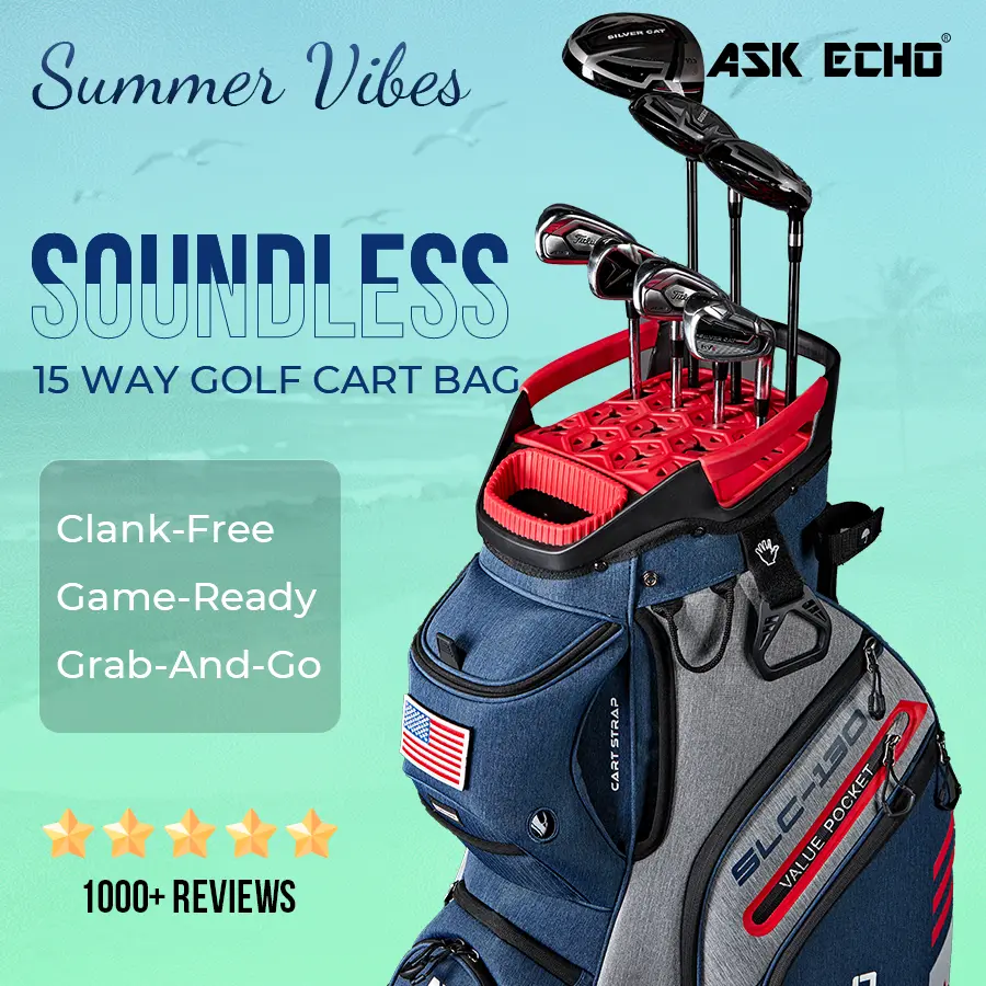 Ask Echo Golf Soundless Cart Bag SLC-130 15 Dividers Grip Locking Bottom Quiet Golf Bag