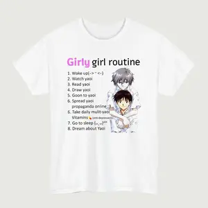 Charming Yaoi Anime Fan T-Shirt for Otaku Girls Highlighting Daily Essentials and Unique Adorable Style