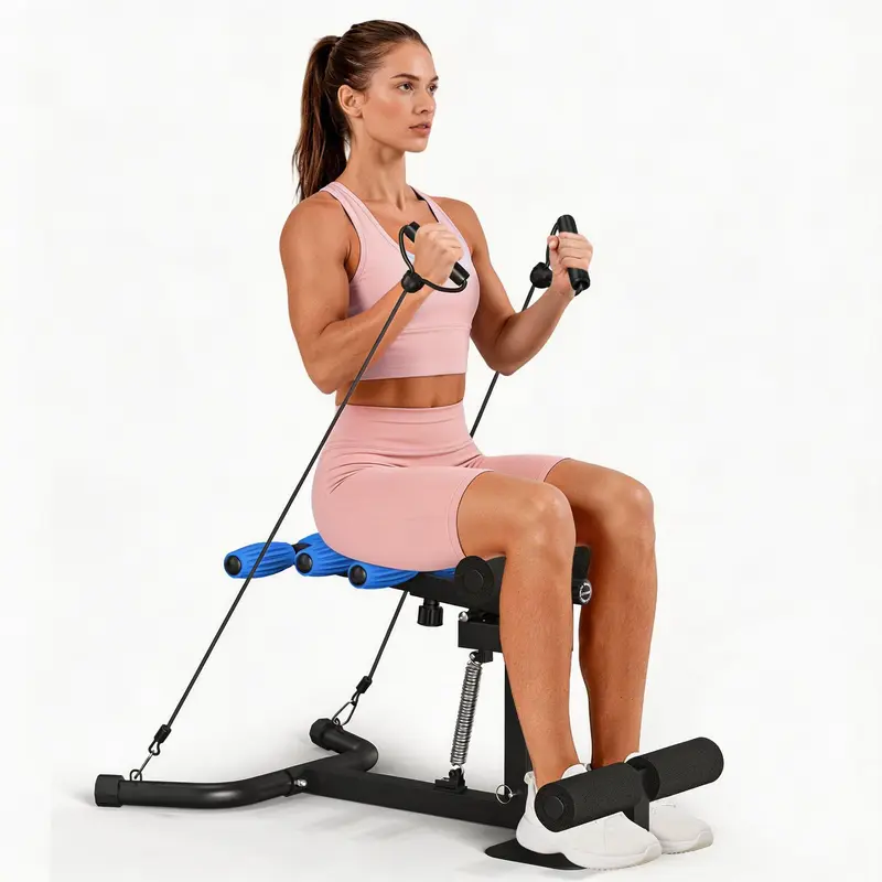 RELIFE Deep Squat Machine Adjustable Glute Trainer, Home Gym Leg & Core Workout Equipment with Resistance Bands, Ab Bench Sit-Up Trainer & Push-Up System, Summervibes