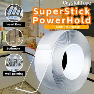 Super Strong Nano Double Sided Tape Transparent Reusable Waterproof Adhesive Tapes Cleanable Home Kitchen Bathroom Sticky
