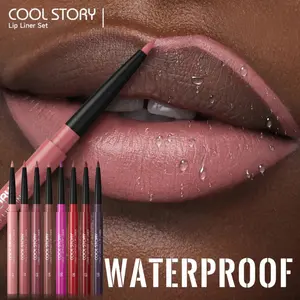 8pcs Waterproof Lip Liner Pencil - Matte Full Coverage Lip Makeup Kit with 8 Vibrant Waterproof Shades (Brown, Pink, Nude, Purple) | Smudge-Proof Formula for Sensitive Lips, Lipstick & Gloss Compatibility | All Beige Types, Festive
