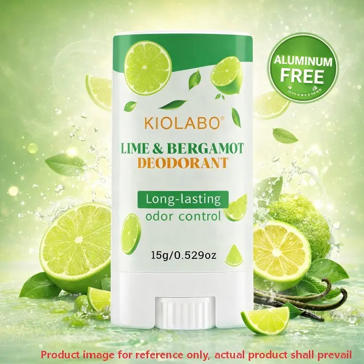 Lime & Bergamot Natural Antiperspirant Deodorant Stick - 24H Long-Lasting Aluminum-Free Odor & Sweat Protection, Fresh Citrus Scent, Travel Size 15g