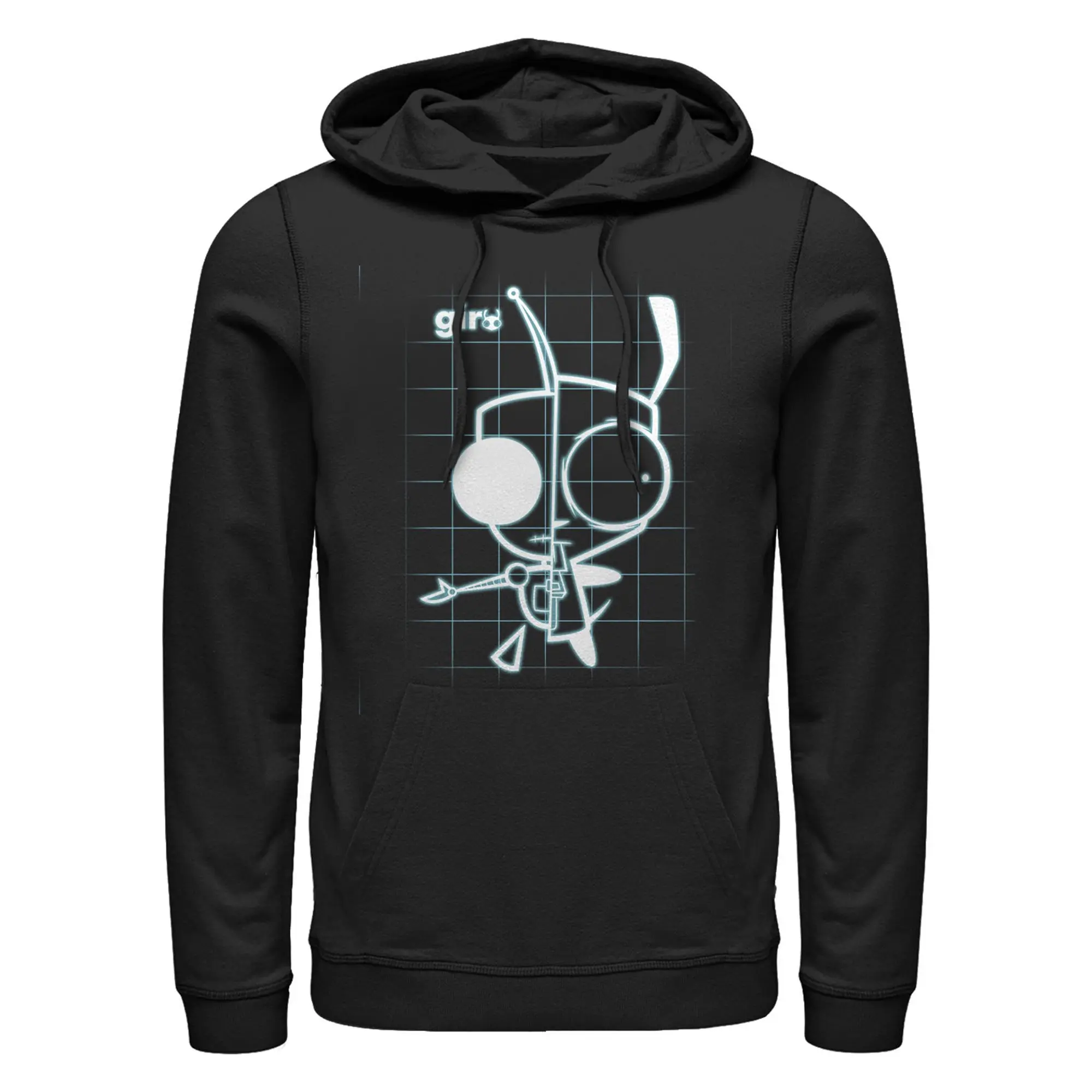 Men's Casual Cotton Graphic Invader Zim Gir Schematic Multi-Size Pull-Over Hoodie