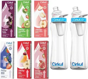 Cirkul 22oz Plastic 2 Water Bottle & 6 Flavor Cartridges (2 Bottle and 6 Random Flavors)