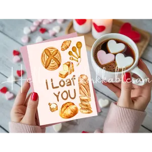 I Loaf You Valentine’s Card | Bread Pun Love Card | Cute Food Valentine | 5x7 Greeting Card | Includes Envelope | Handmade