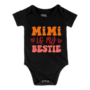 Funny baby babysuit Mimi Is My Bestie letter print baby short Sleeve Onesies Romper for Infant， Newborn Boys Girls Soft Casual Outfit, outdoor baby bodysuits