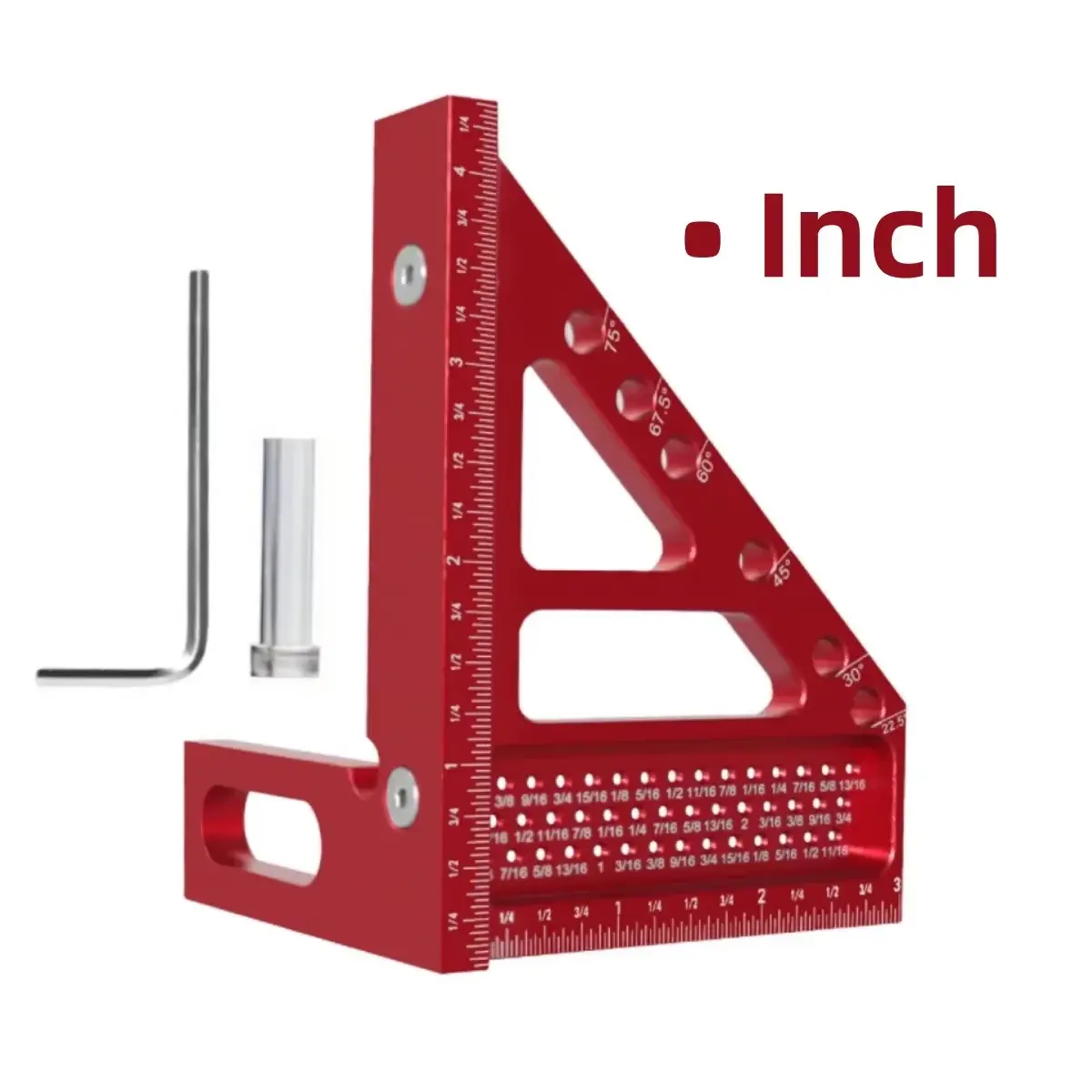 3D Multi-Angle Metric/Inch Measuring Ruler, 45/90 Degree Aluminum Alloy Square Protractor, High Precision Layout Measuring Tool Wnew