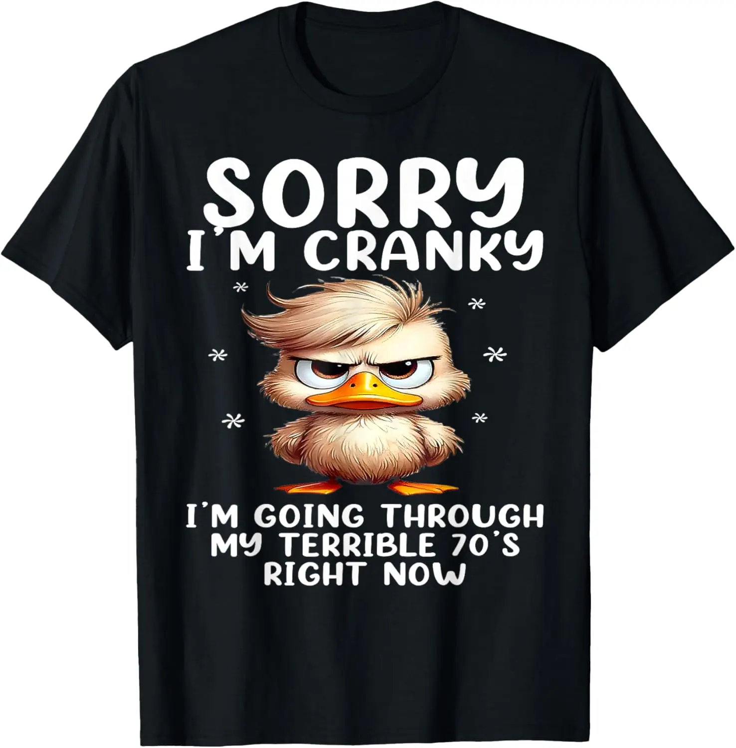 Women's 100% Cotton Vintage Distressed Graphic T-Shirt, Cranky Terrible Seventies Humor Tops