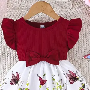 Cute Butterfly Print Dress for Baby Girls, Sweet Sleeveless Party Gown, Ideal for Outdoor Walks and Parties, Baby Girl Clothing, Baby Girl Clothes