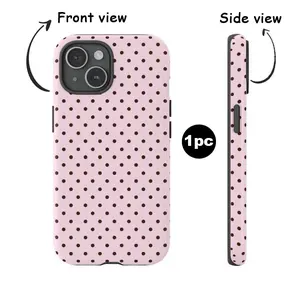 Light pink polka dots, beautiful Y2K cool girl 2-in-1 phone case Cover with a durable, shock-absorbing, shockproof, and stylish design. Compatible with iPhone 17 16 15 14 13 12 11 Pro Max Pro Plus Samsung Galaxy S25 S24 S23 Ultra