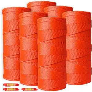 6 Pcs 600 Ft 18 Braided Nylon Twine String, Orange Nylon String for Gardening and Masonry Tools