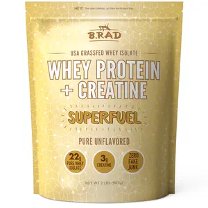 B.rad Grass-Fed Whey Isolate with Creatine | Ultra-Pure, All-Natural, Clean Ingredients | 100% USA-Sourced Superfuel | Unflavored