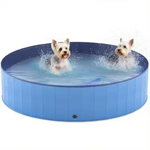 Niubya Foldable Dog Pool, Collapsible Hard Plastic Dog Swimming Pool, Portable Bath Tub for Pets Dogs and Cats, Pet Wading Pool for Indoor and Outdoor, 64 x 12 Inches