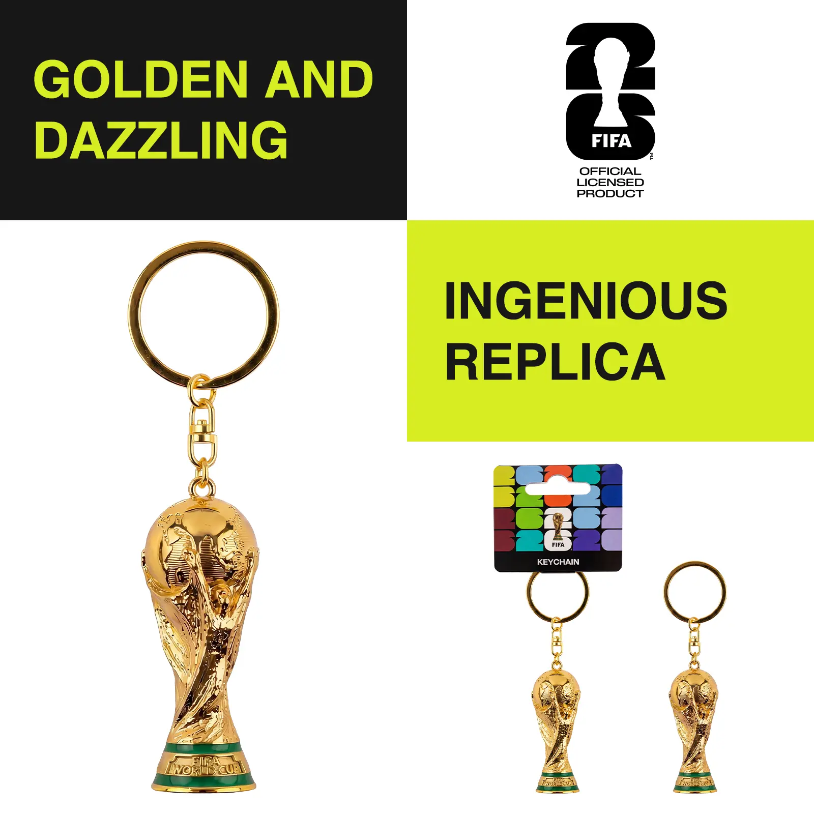 TRENDZ FIFA World Cup Keychain - Official World Cup Trophy Replica - Gold Color - Perfect for Fans & Collectors Mini Bag Charm Pendant for Backpack, Handbag, Keys, Birthday & Father's Day Gifts