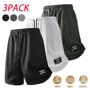 3-Pack Men’s Mesh Breathable Quick-Dry Athletic Shorts — Drawstring Bermuda Length, Skin-Friendly, Scratch-Resistant, Durable Fitness Shorts