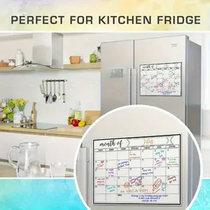 1 magnetic refrigerator calendar and 1 magnetic blackboard pen, very suitable for refrigerator, erasable calendar, with week and month design, very suitable for finishing home, office or kitchen, every month.