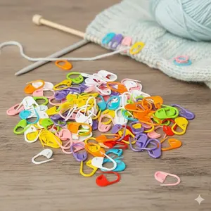 Reusable Slip-Resistant Plastic Knitting Stitch Markers, Multicolor Crochet Accessories for DIY Handcraft Anti-Slip Locking Stitch Holders and Yarn Positioners, Crochet Items