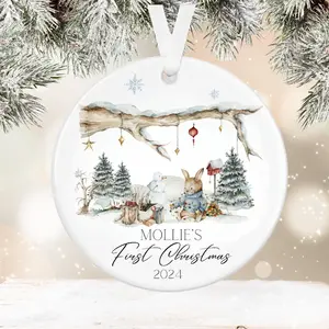 Personalised Christmas Ornament,  Baby’s First Christmas Ceramic Bauble, Custom Ornament