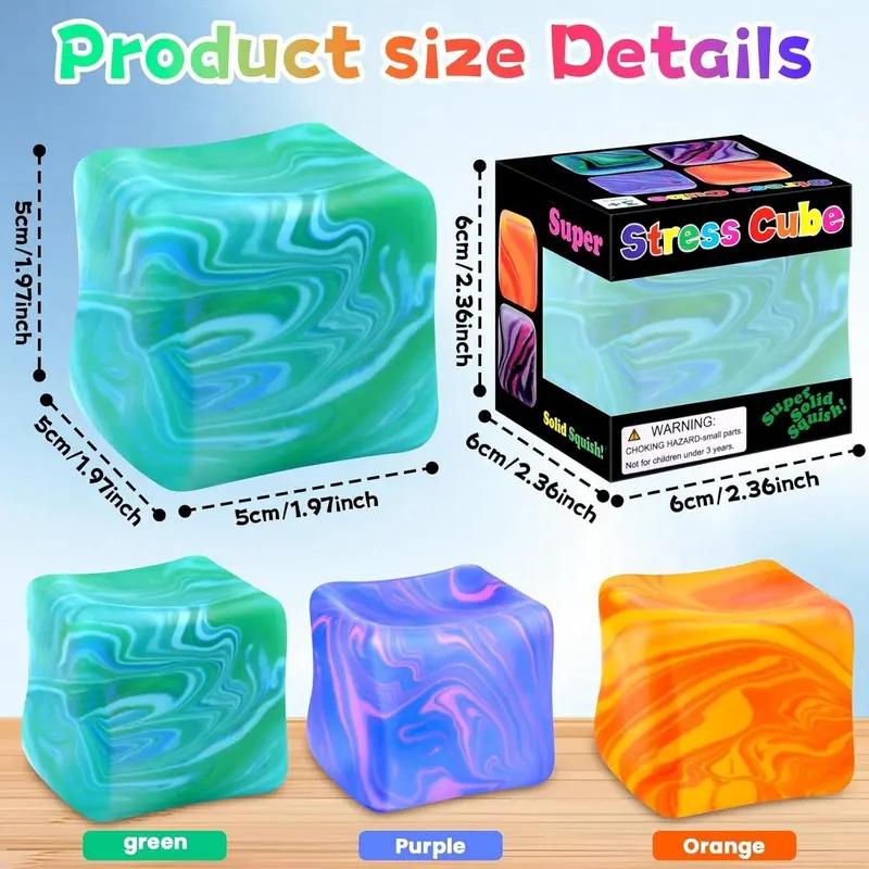 Rotating Squeeze Cube Sensory Toy, Soft Tpr Stress-ReliefFidget Cube for Adults, Squishies, Helps Anxiety, Adhd &Autism, Fine Motor Skills