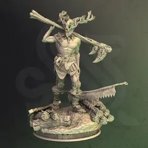 Druidic Barbarian - Treneal 3D-Printed Character Figure Miniature, Collectible 3D-Printed Miniatures for DM Stash, Home Decor Statue, Character Figure Miniatures