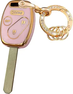Keyless Entry Systems for Honda Key Fob Cover Fits for Honda 2003-2012 Accord 2006-2013 Civic EX 2009-2015 Pilot 2005-2006 CR-V Remote Smart Key (4-Button-Pink)
