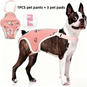 4-Piece Reusable Pet Diaper Set, Includes 3 Pads, Adjustable Dog Period Underwear, Breathable Mesh Design, Comfort Fit for All Sizes