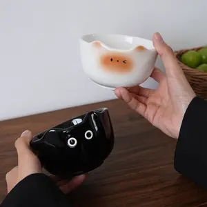 Cute Siamese Cat Ceramic Bowl, High-Quality Kitty Food Bowl, Kitchen Table Decor, Tableware, Breakfast Bowl, Fruit Bowl, Dessert Bowl, Gift