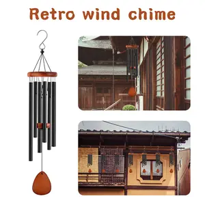 30-Inch Deep Tone Wind Chime - Heavy-Duty Outdoor/Indoor Hanging Decor, Elegant Black Wind Chimes, Patio, Yard - Perfect Housewarming, Wedding, Birthday, Christmas Gift, Easy Clamp/Hook Installation - Wind Chimes for Outside, Patio Decor