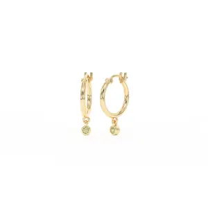 18K Gold Hoop Earrings for Women - Authentic 925 Sterling Silver Hoop Earrings with Crystals - Hypoallergenic Birthstone Gift for Mothers Day