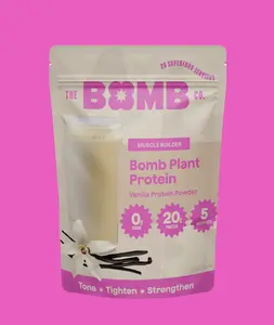 Vanilla Bomb Plant Protein- Vanilla Plant Protein Powder. 20g of Pea Protein Per Serving. 5 Clean Ingredients. 0g Sugar Healthcare Natural