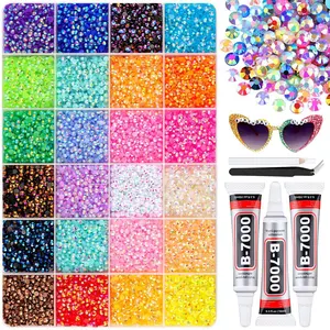 3mm Ab Color Resin Flat Bottom Drill Set, Includes Three Jelly Fruit Water Drills, DIY Clothing Nail Phone Decoration DIY Rhinestone Mix Colors