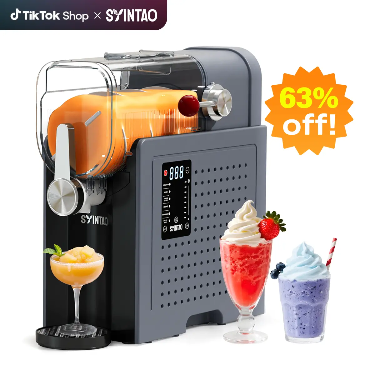 Slushie Machine / Soft Serve Ice Cream 2 in 1 Machine large capacity Frozen Drink Maker, suitable for slush, margaritas, smoothies, frappés, milkshak