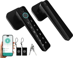 5-in-1  Fingerprint Door Lock,Keyless Entry Digital Knob,  App Control, Card and Key, Biometric Door Knob with Handle, Easy to Install for Exterior, Interior, Bedroom Doors